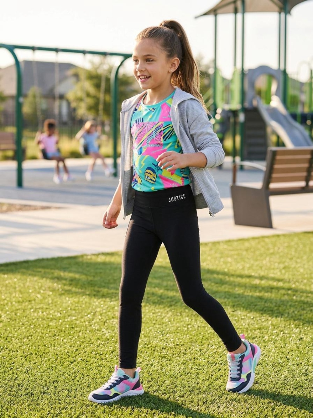 Justice Black Active Leggings for Girls
